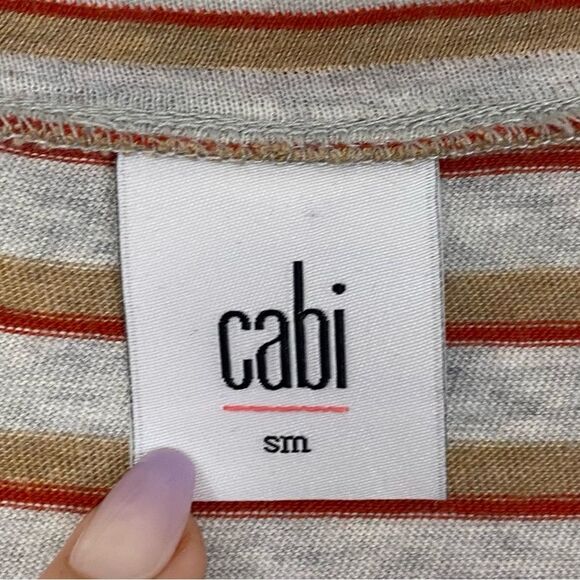 Cabi | Gray & Red Striped Skipper V-Neck Long Sleeve Size Small - Picture 9 of 10